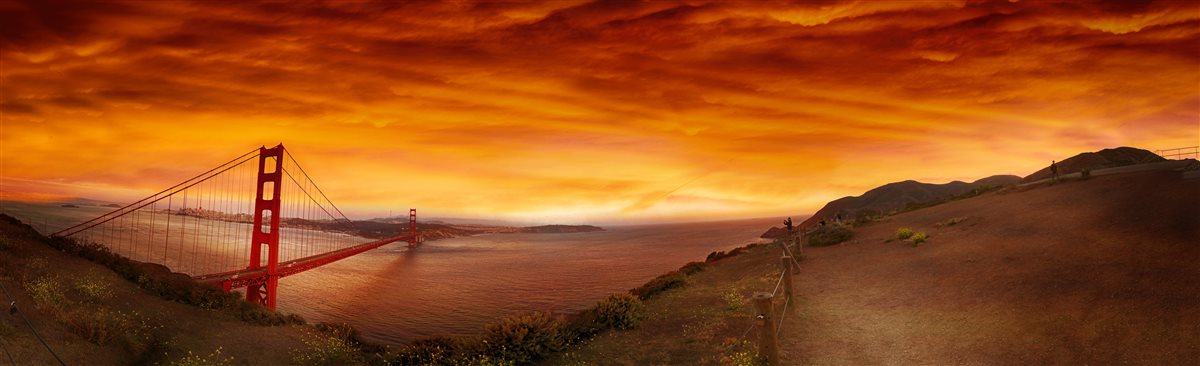 Golden Gate Bridge at sunset, San Francisco, California